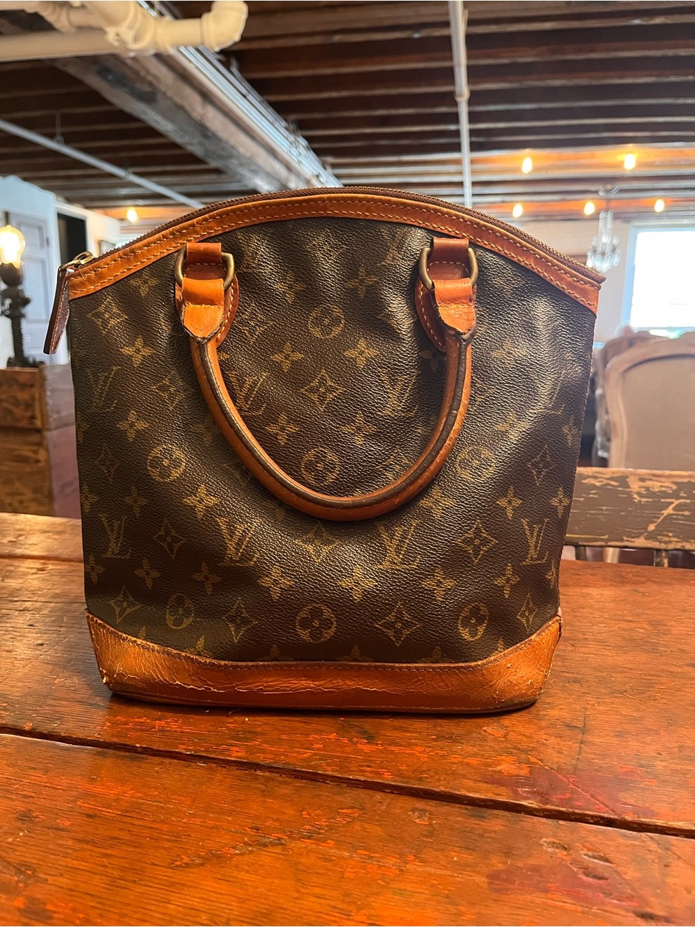 Louis Vuitton Brown Monogram Canvas Tote with Vachetta Trim